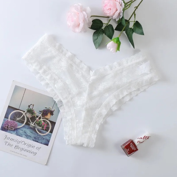 3/$15 New White Lace Floral Panties Low Waist Underwear Mesh Lingerie Sexy Lot - Picture 5 of 5